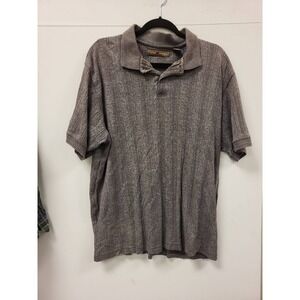 John Henry Mens Polo Shirt L Gray Short Sleeve Casual Top Cotton‎ Blend Knit